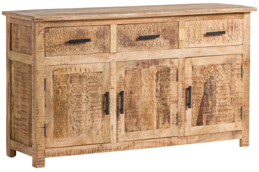 furniture-nabytek.cz - Masivní příborník Mumbai z mangového dřeva, lakovaný, hnědý – 140×42×80 cm