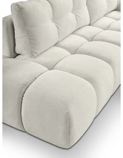 Rozkladacia rohová čalúnená sedacia súprava s úložným priestorom v tvare L ALMADA, pravé prevedenie, béžová