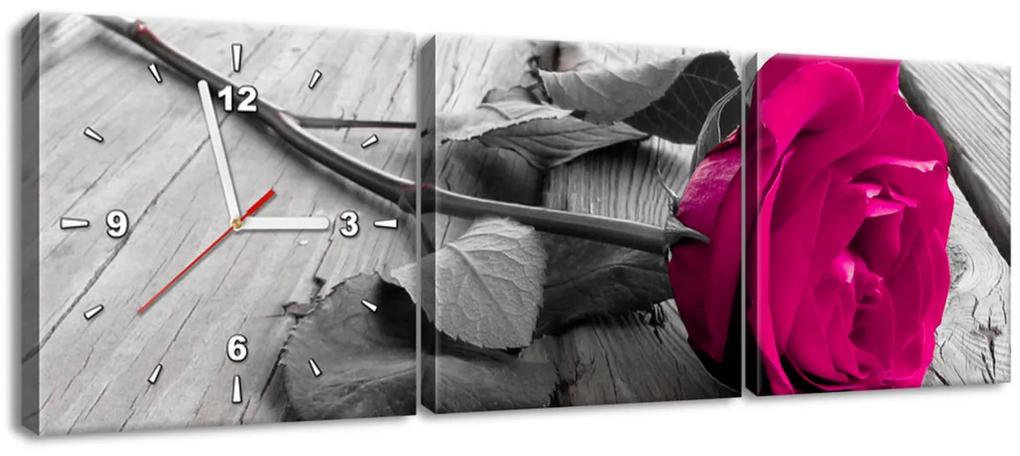 Gario Obraz s hodinami Ružová ruža 90x30cm Veľkosť: 90 x 30 cm