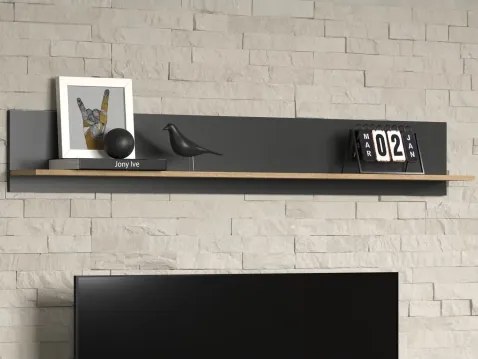 Nástenná polica Esteban 167 cm, antracit/dub evoke%