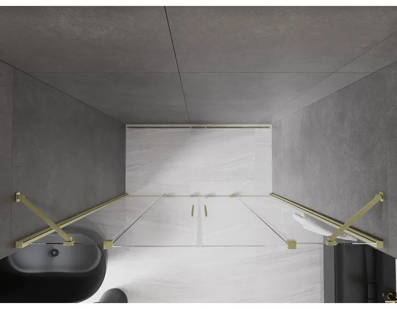 Mexen Velar Duo, posuvné dvere do otvoru 200x200 cm, 8mm číre sklo, zlatá matná, 871-200-000-02-55