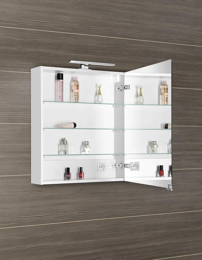 Sapho Sapho, MIRRÓ galérka s LED osvetlením, 120x70x16cm, 3x dvierka, biela, MC121-0030