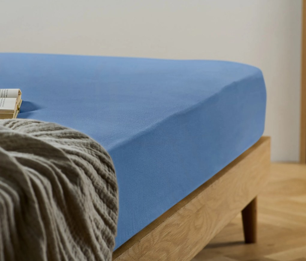 Napínacie prestieradlo z česanej bavlny, svetlomodré, nadmerná veľkosť