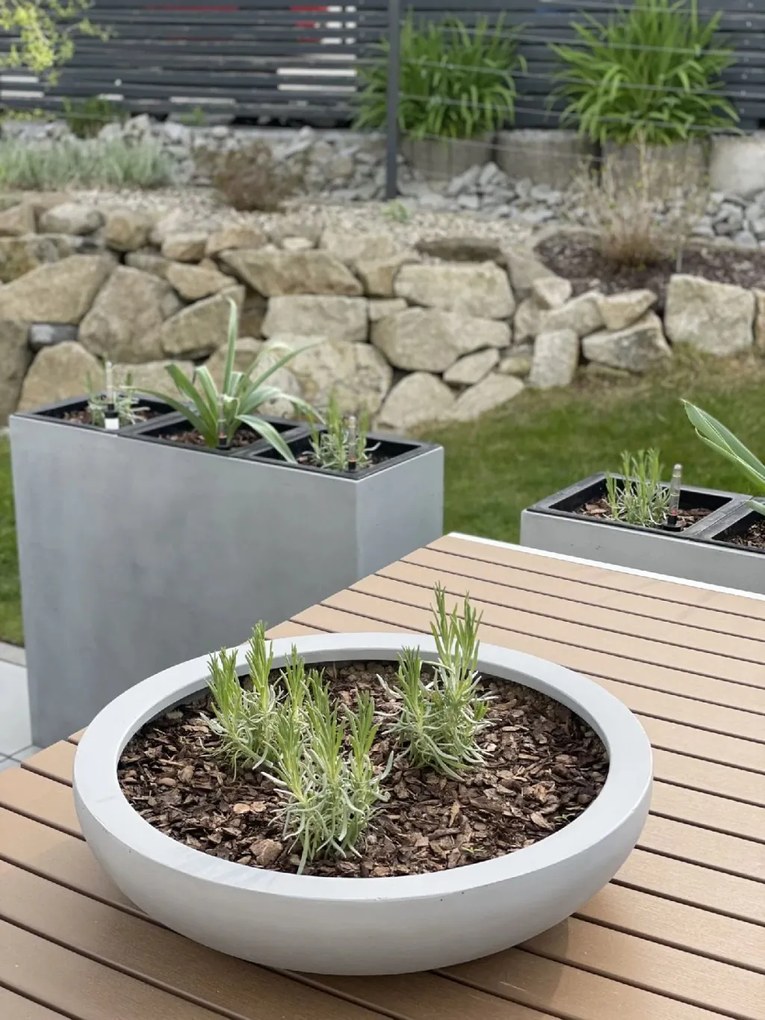 Okrasná miska PLANA, sklolaminát, Ø 54 cm x výška 14 cm, betón design