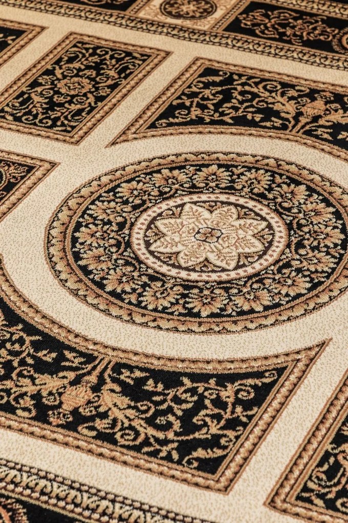 Hanse Home, Kusový koberec Herat 105989 Black Cream, 80x120, čierna, chodba / predsieň