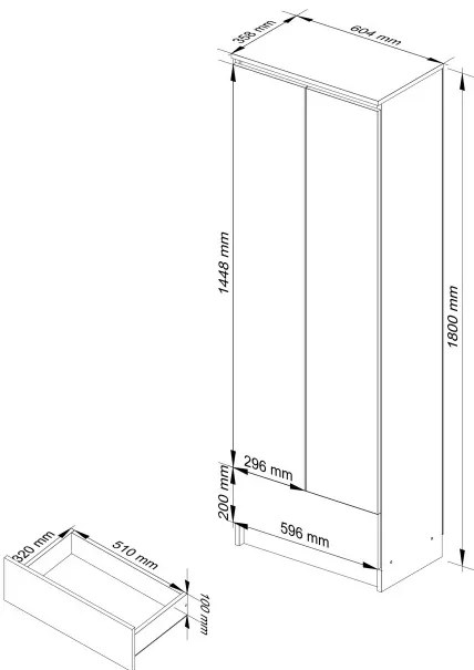 Uzavretý regál R60 2D 1SZ CLP dub sonoma