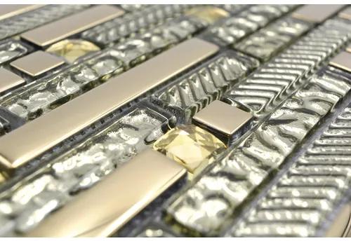 Sklenená mozaika s kovom Crystal XCM GV918 29,8x33,8 cm zlatá