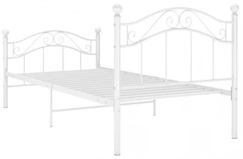 vidaXL Posteľný rám biely kovový 100x200 cm-