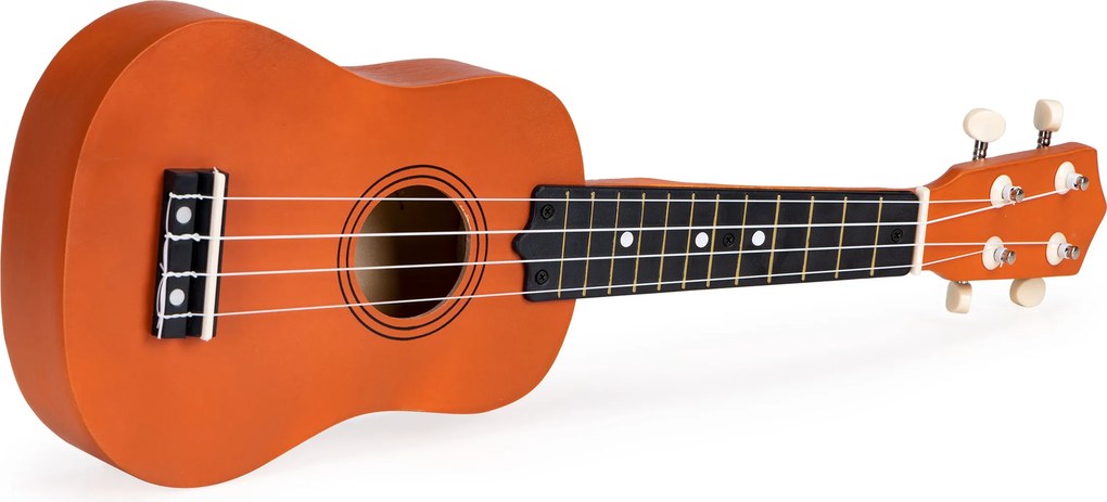 ECOTOYS detské drevené ukulele 4 nylonové struny, 12 pražcov, pre 3+ rokov