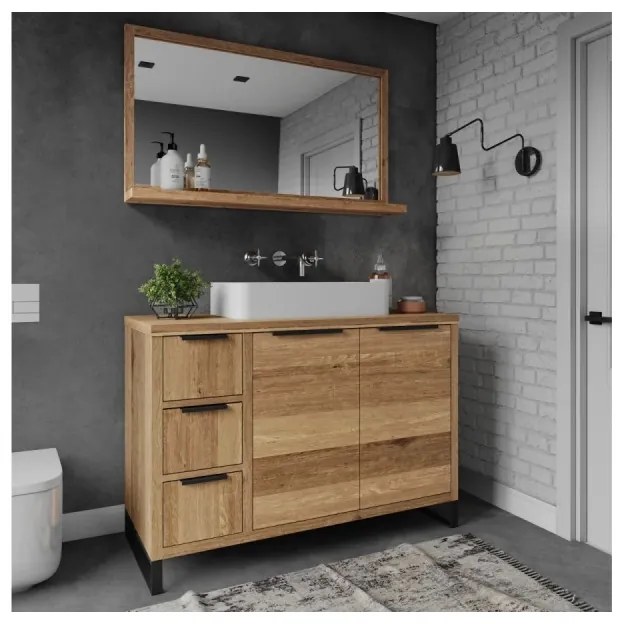 furniture-nabytek.cz - Masívne kúpeľňové zrkadlo Sydney z divokého duba, olejované, hnedé – 105×60 cm