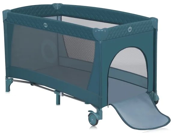Lionelo - Cestovná postieľka FLOWER zeleno-tyrkysová