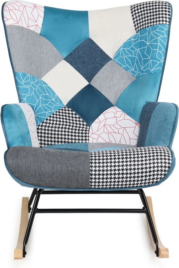 Hojdacie kreslo FABIAN II — látka, modrý patchwork