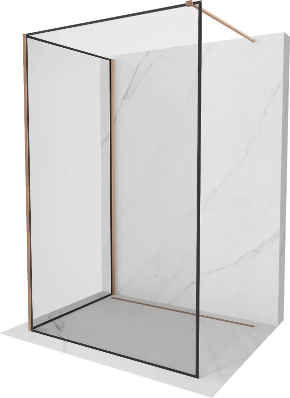 Mexen Kioto walk-in sprchový panel 130 x 120 cm, čierny vzor, kartáčovaný meď - 800-130-212-65-70-120