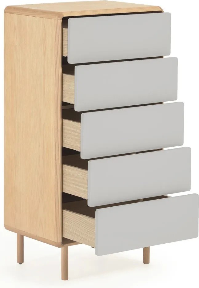 Sivá/v prírodnej farbe komoda v dekore jaseňa 60x117x42 cm Anielle – Kave Home