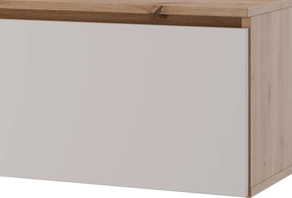 Závesná TV skrinka Asko Living, 180 cm, dub artisan/biela