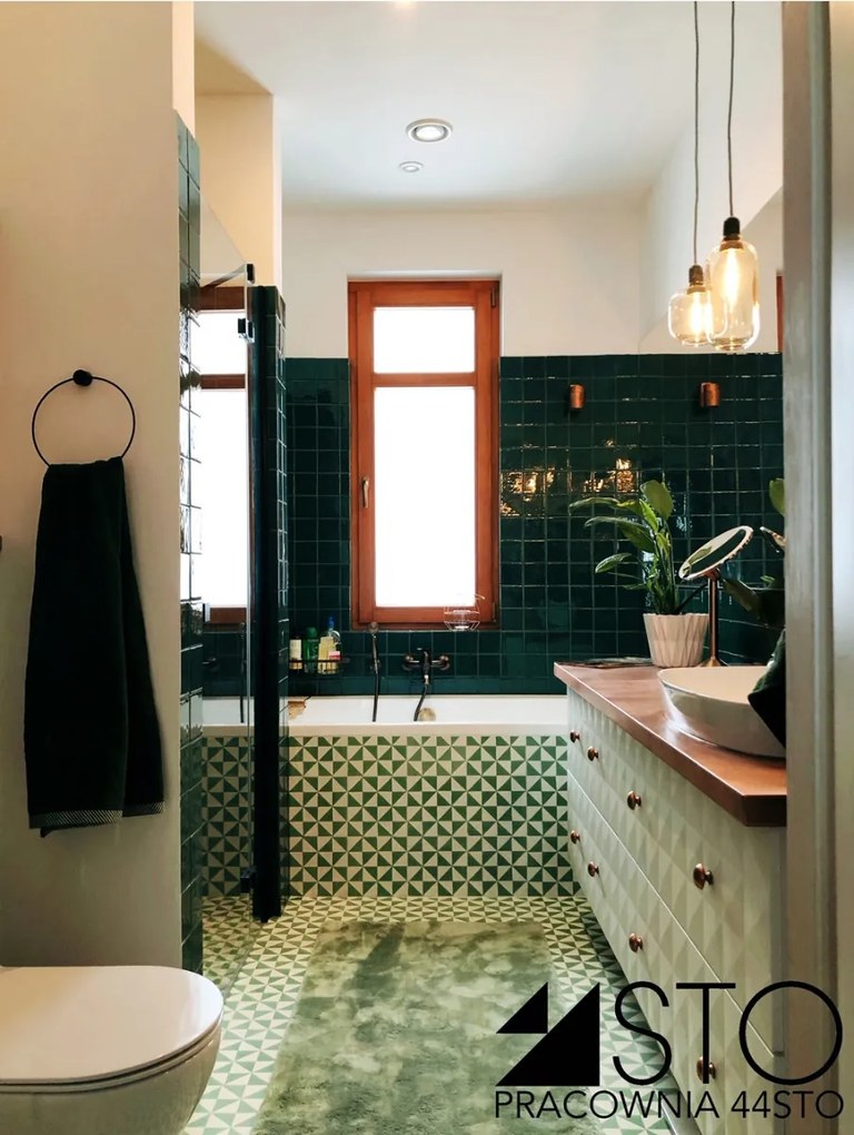 Cementové dlaždice s trojuholníkovým motívom v zelenej a bielej farbe - Ref. 241 | Articima