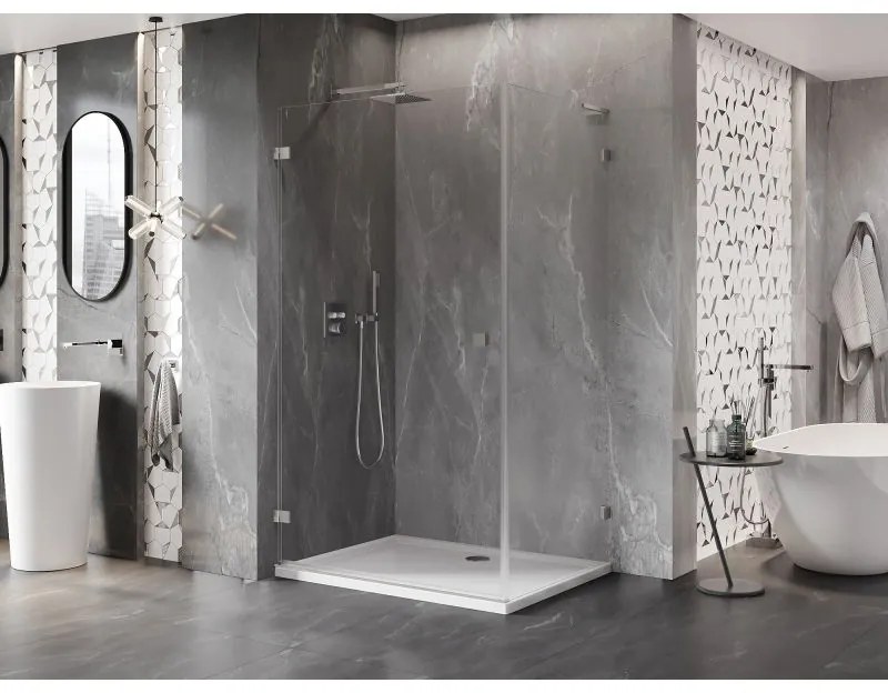 Mexen Lunar-B L, 1-krídlový sprchový kút, ľavý, 95 x 70 cm, 8mm číre sklo, brúsená oceľ profil, 832L-095-070-97-00-L