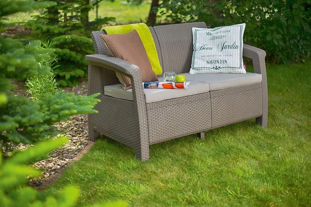ALLIBERT CORFU LOVE SEAT Pohovka, 128 x 70 x 79cm, capuccino/piesková 17197359