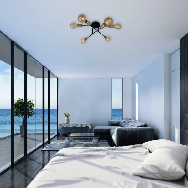 Briloner 3868-065 - LED Prisadený luster BLACK STEEL 6xE27/60W/230V