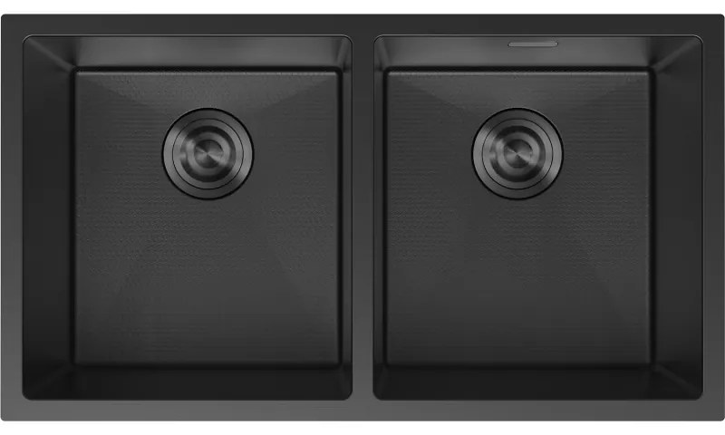 Mexen Binox, 2-komorový nerezový drez 800 x 450 mm, čierna, vzor voština, 6421802000-70HC