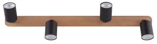 Bodové svietidlo TOP WOOD 4xGU10/10W/230V čierna/drevo