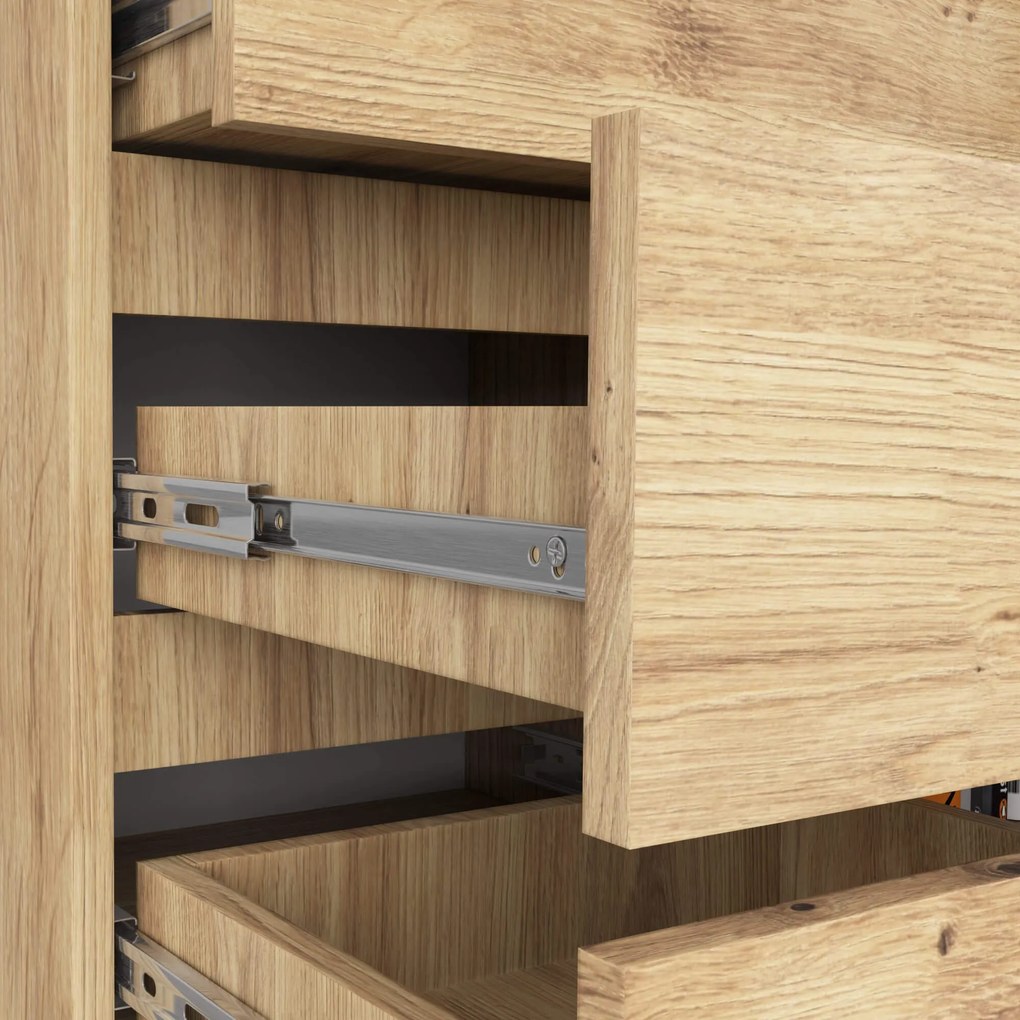 Komoda JERRY 80 cm 1 dvere 5 zásuviek remeselný dub