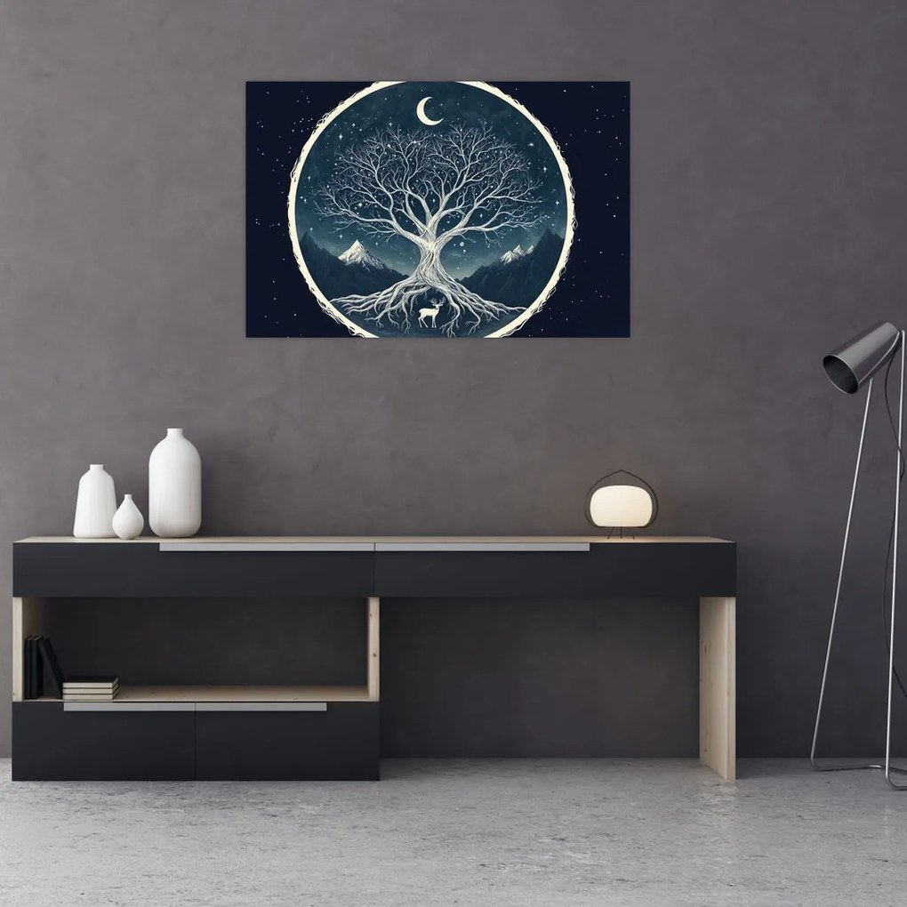 Obraz – Magický strom s jeleňom II. (90x60 cm)