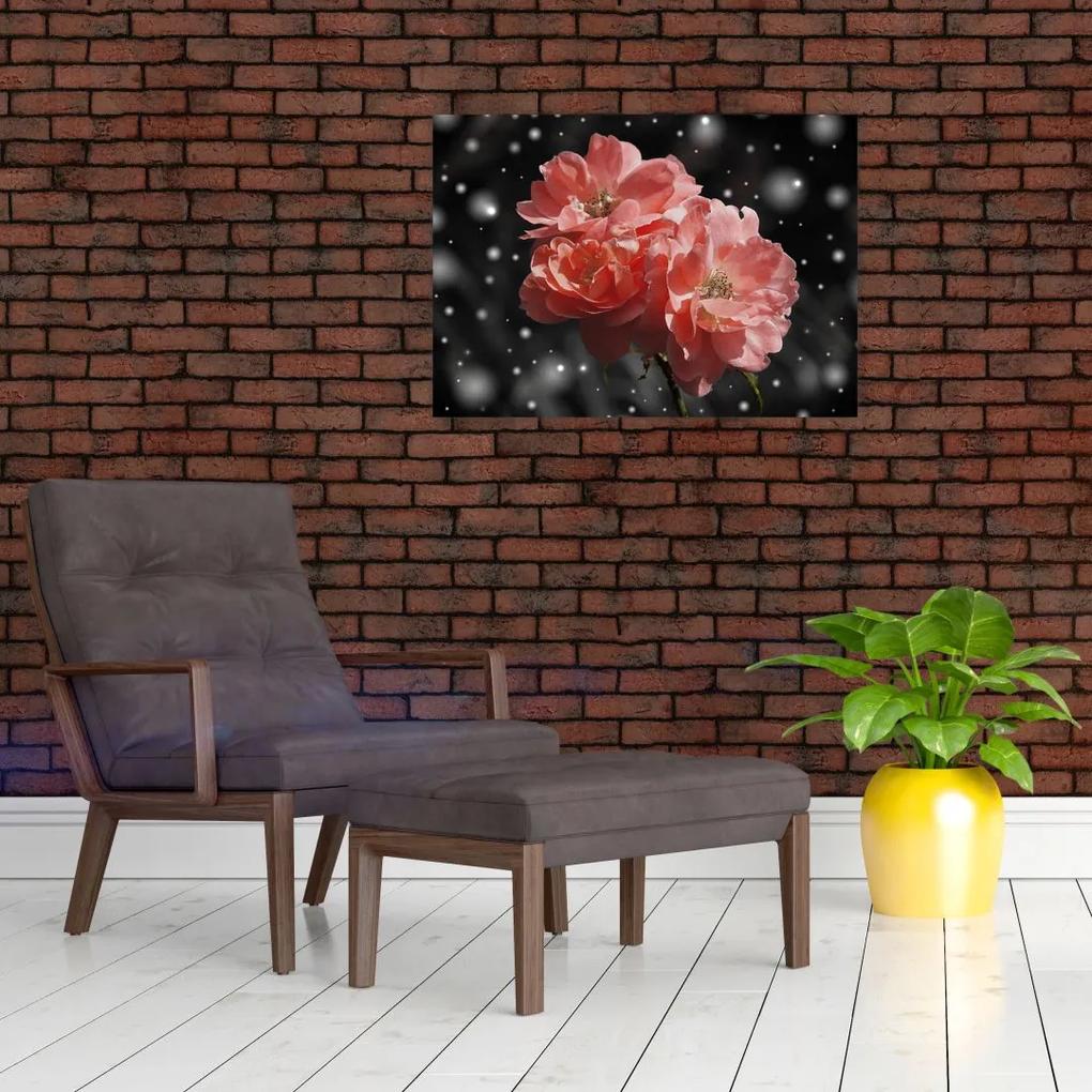 Sklenený obraz ružovej kvetiny (70x50 cm)