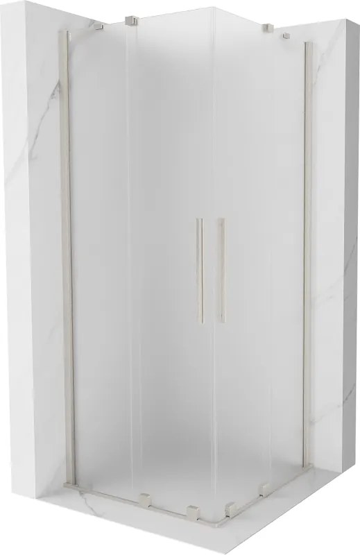 Mexen Velar Duo, sprchový kút s posuvnými dverami 90 x 90 cm, 8mm sklo námraza, brúsená oceľ, 871-090-090-32-97