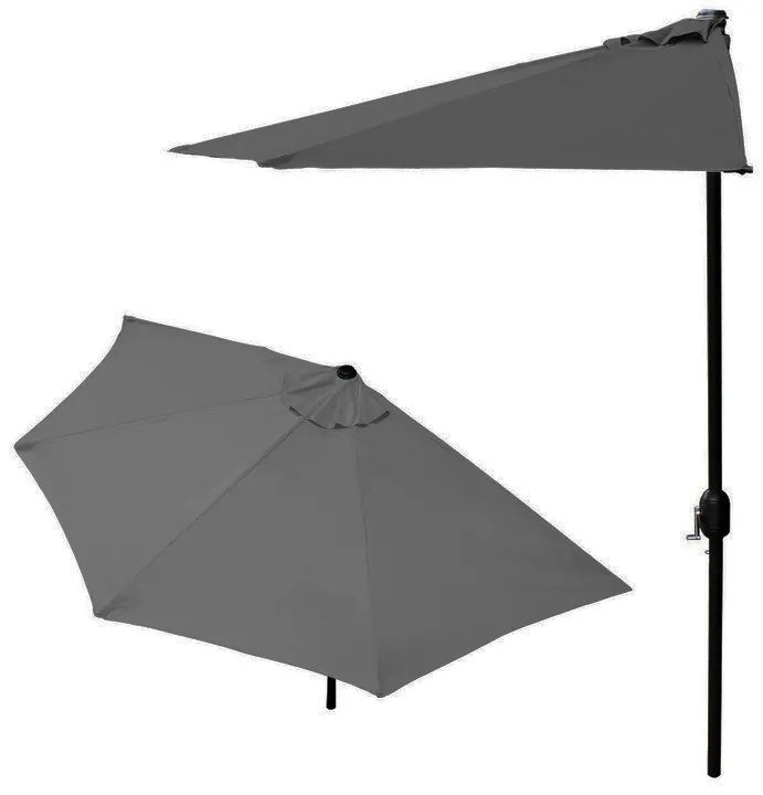 Polkruhový záhradný slnečník Liver 270 cm šedý