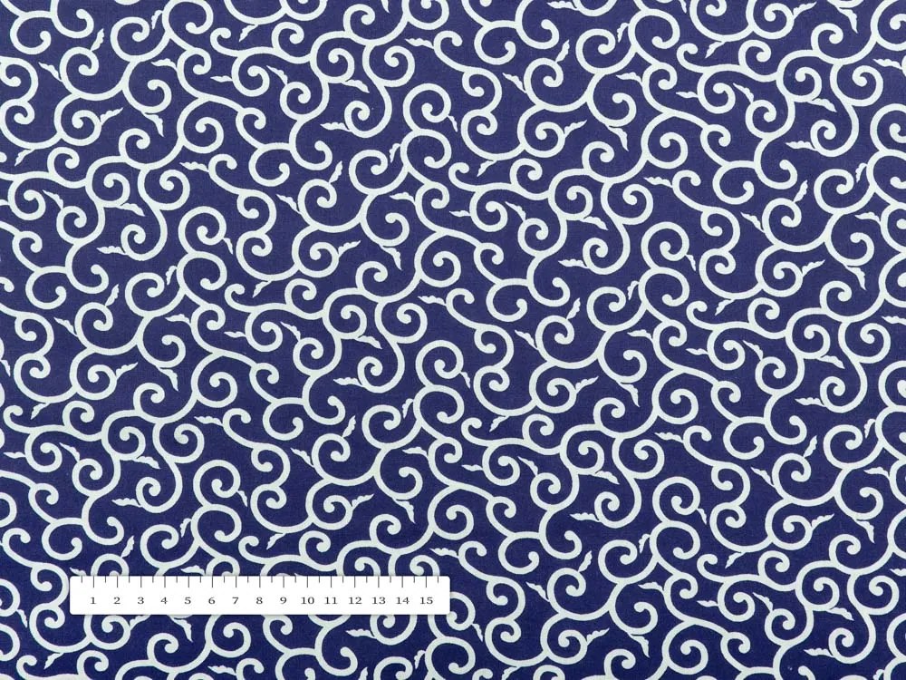 Biante Bavlnený záves Sandra SA-257 Ornamenty na tmavo modrom 130x190 cm