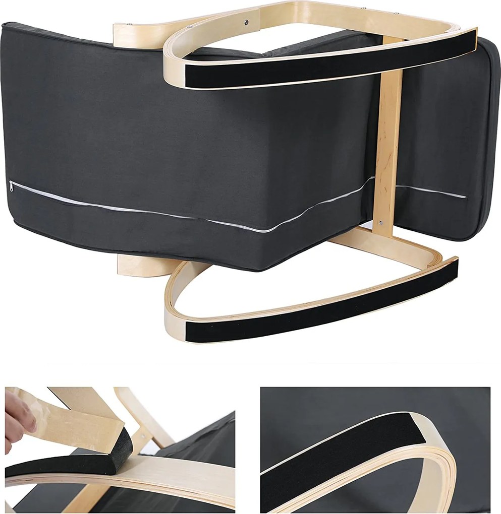 Hojdacie kreslo, relaxačné kreslo, opierka nôh nastaviteľná v 5 stupňoch, šedé