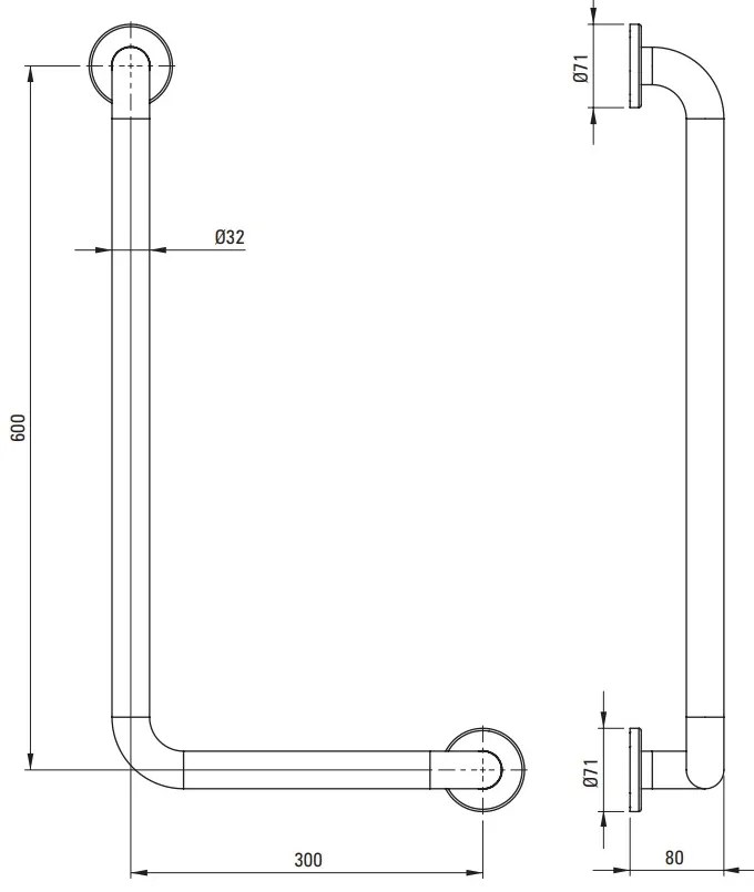 Deante Deante, nástenný držiak 371x671 mm, ľavý, chrómová, DEA-NIL_0L1D