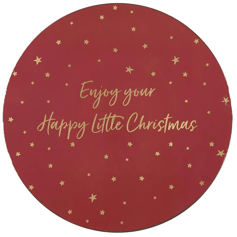 Červený servírovací tanier s hviezdičkami Happy Little Christmas - Ø 33*1 cm