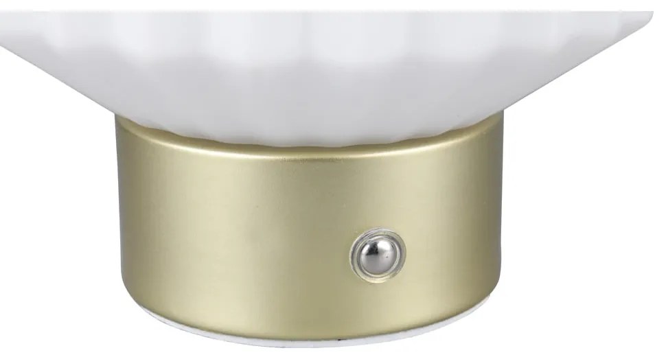 Stmievateľná LED stolová lampa v bielej a zlatej farbe so skleneným tienidlom (výška 19,5 cm) Lord – Reality