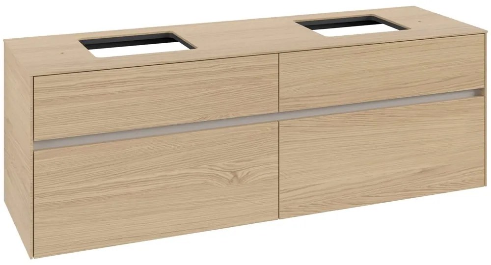 VILLEROY &amp; BOCH Collaro závesná skrinka pod dve umývadlá na dosku, 4 zásuvky, 1600 x 500 x 548 mm, Nordic Oak, C13700VJ