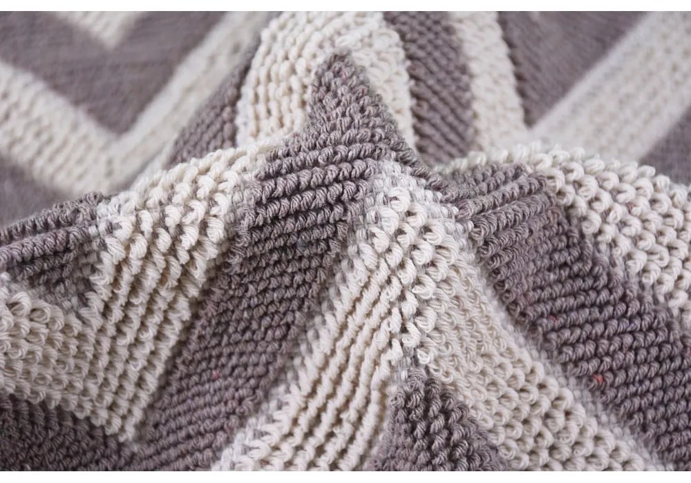 Béžový bavlnený koberec Vitaus Zikzak, 60 × 90 cm