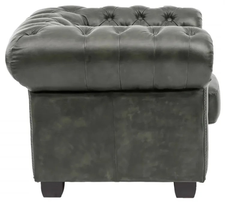 furniture-nabytek.cz - Masívne kreslo Chesterfield z pravej kože, zelené – 100×90×72 cm