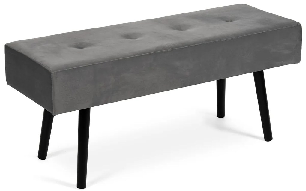 Noela Zamatová lavica s čiernou podnožou MOZA šedá