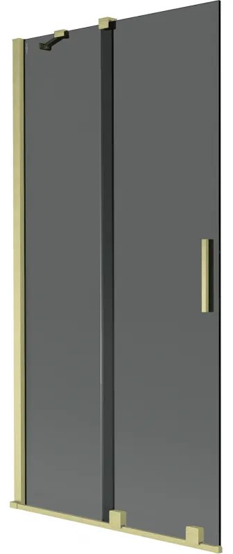 Mexen Velar, 2-krídlová posuvná vaňová zástena 95 x 150 cm, 8mm šedé sklo, zlatá matná, 896-095-000-41-55