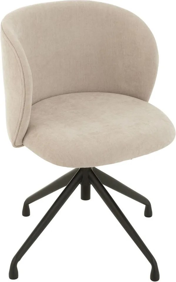 Béžová zamatová jedálenská točiaca stolička Chair Turn Beige - 56*48*77cm