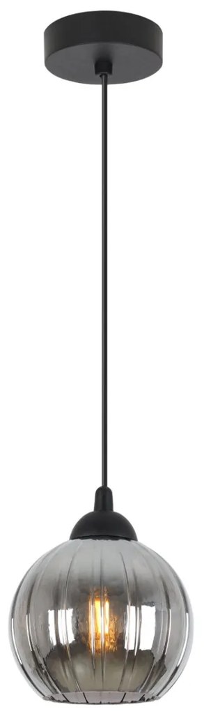 Závesné svietidlo Costa, 1x grafitové sklenené tienidlo, b