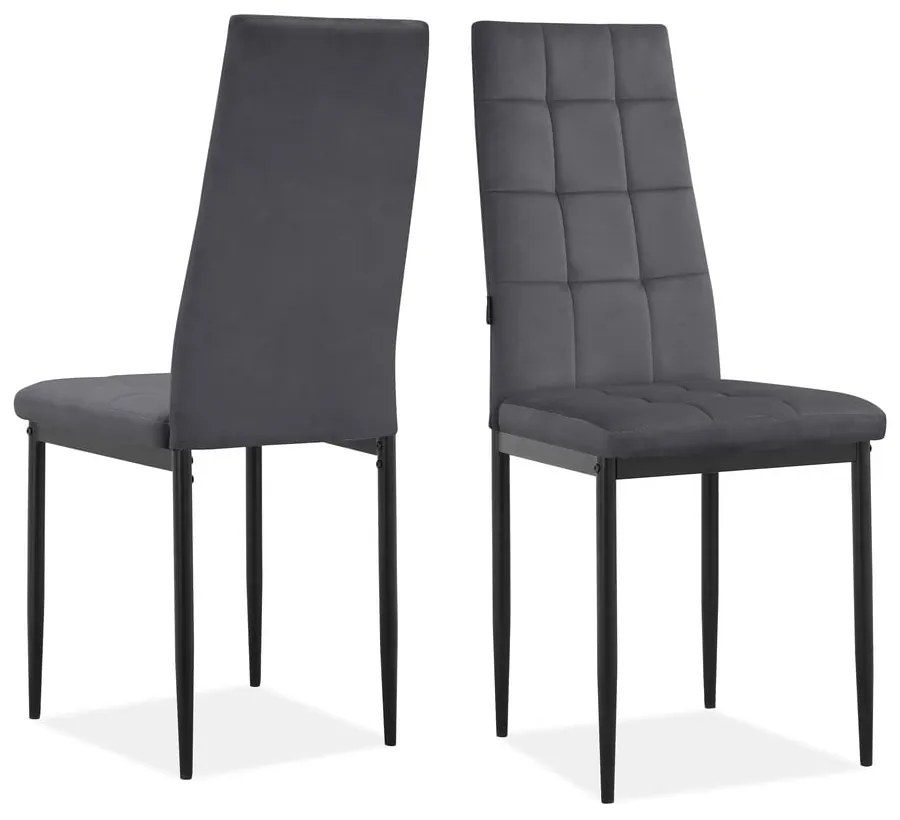 Antracitové zamatové jedálenské stoličky v súprave 2 ks Becca – Støraa