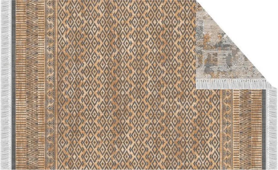 Obojstranný koberec, vzor/hnedá, 80x150, MADALA