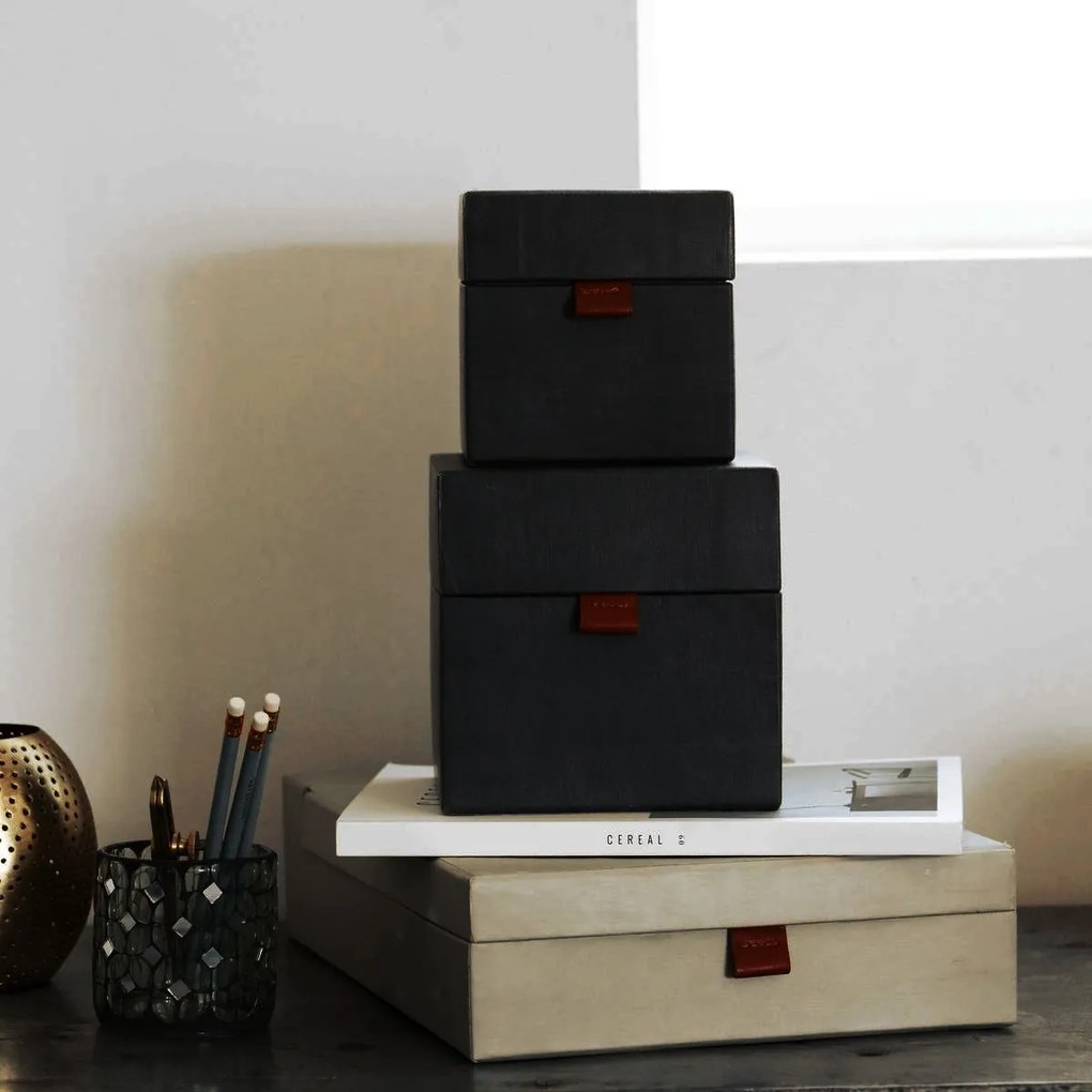MONOGRAPH Úložný box (kocka) Dark grey/Beige Tmavošedý - menší
