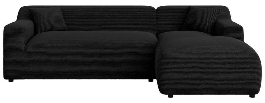 Čierna menčestrová rohová pohovka (pravý roh/s leňoškou) Martin – Ropez
