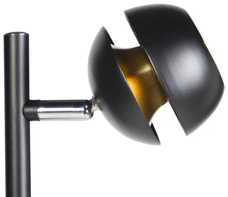 Moderná stojaca lampa 3-svetlá čierna so zlatým vnútrom - Buell Deluxe