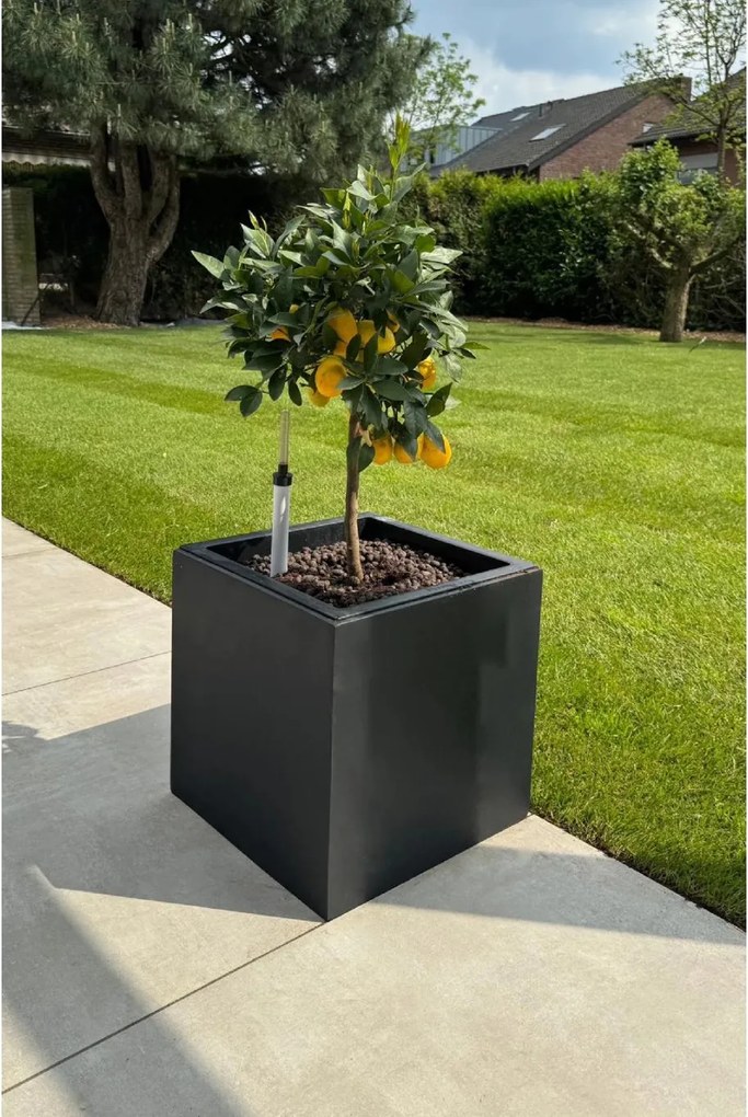 Kvetináč BLOCK, sklolaminát, 40x40x40 cm, antracit