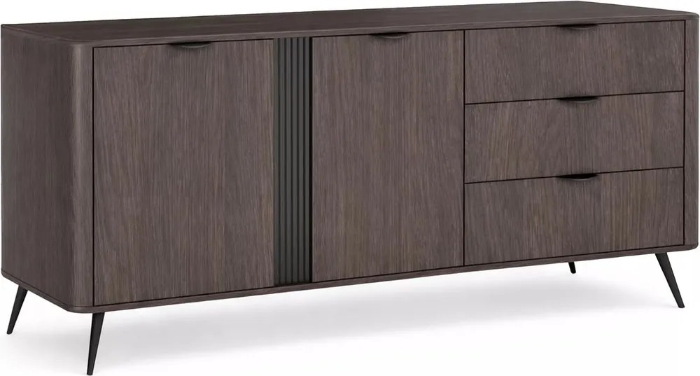 Komoda Edrin 195 cm so zásuvkami - dub dunin / čierna