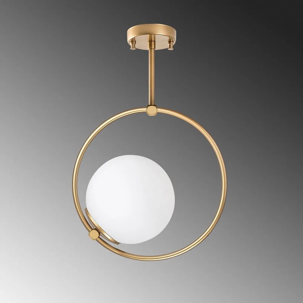 Biele/v mosadznej farbe stropné svietidlo so skleneným tienidlom 39x26 cm Dolunay – Opviq lights